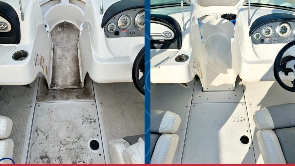 Boat interior cleaning and pressure wash
